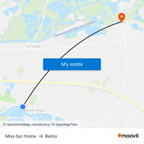 Misy-Sur-Yonne to Balloy map