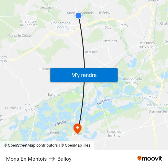 Mons-En-Montois to Balloy map