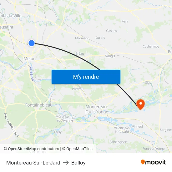 Montereau-Sur-Le-Jard to Balloy map