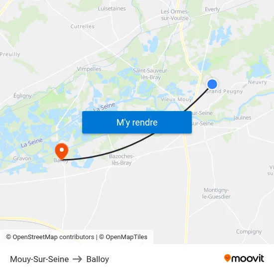 Mouy-Sur-Seine to Balloy map