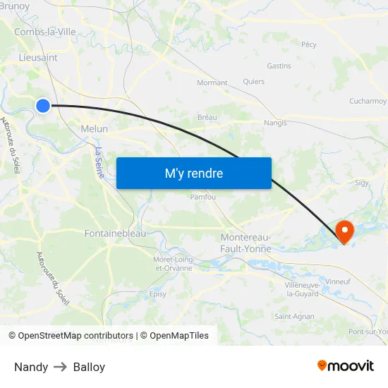 Nandy to Balloy map