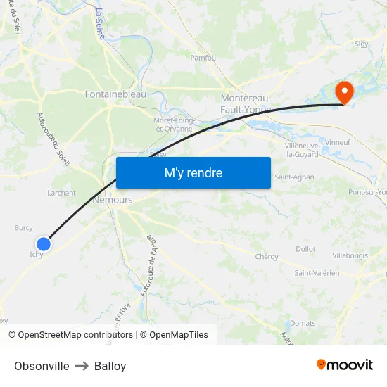 Obsonville to Balloy map