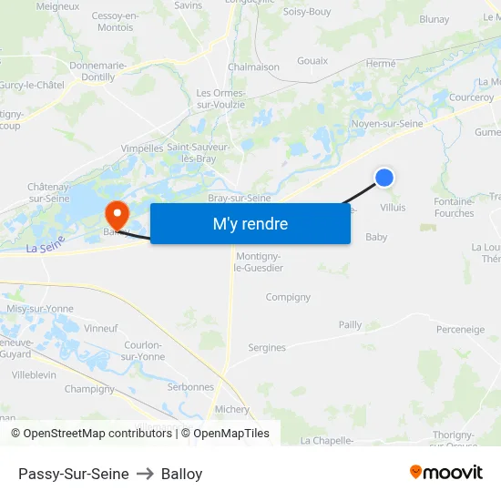 Passy-Sur-Seine to Balloy map