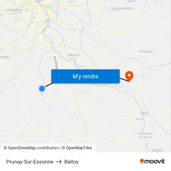 Prunay-Sur-Essonne to Balloy map