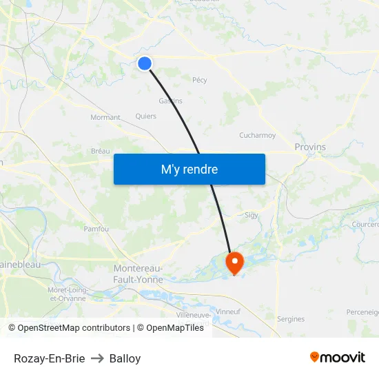Rozay-En-Brie to Balloy map