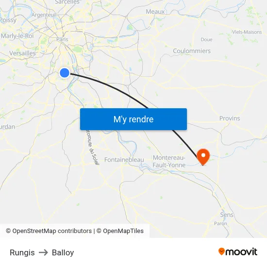 Rungis to Balloy map