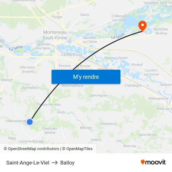 Saint-Ange-Le-Viel to Balloy map