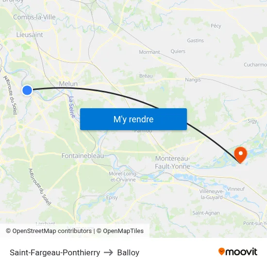 Saint-Fargeau-Ponthierry to Balloy map