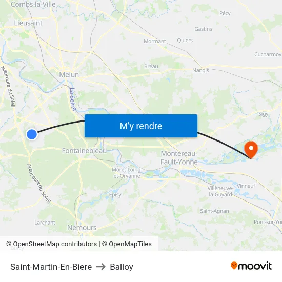 Saint-Martin-En-Biere to Balloy map