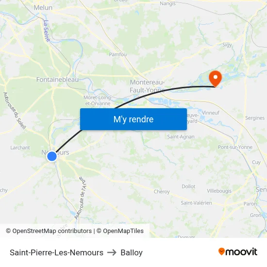 Saint-Pierre-Les-Nemours to Balloy map