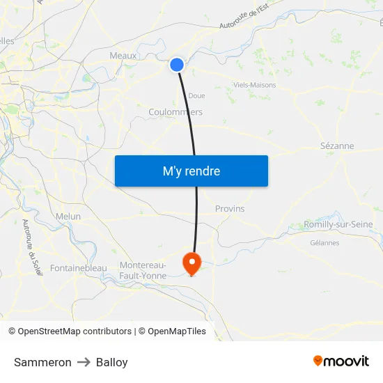 Sammeron to Balloy map