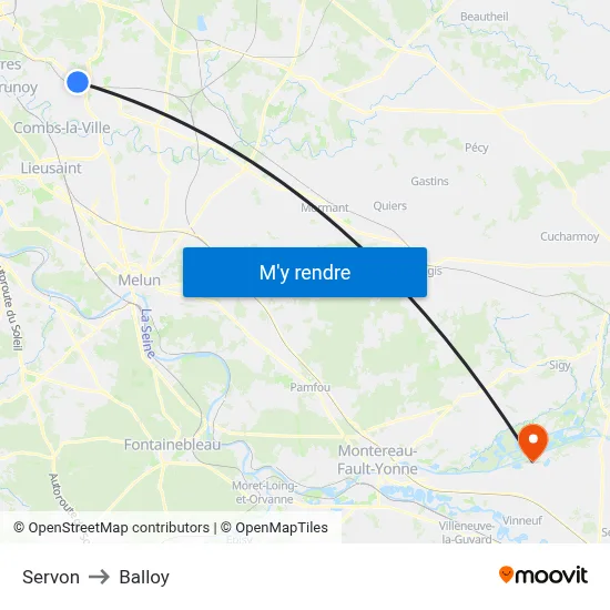 Servon to Balloy map