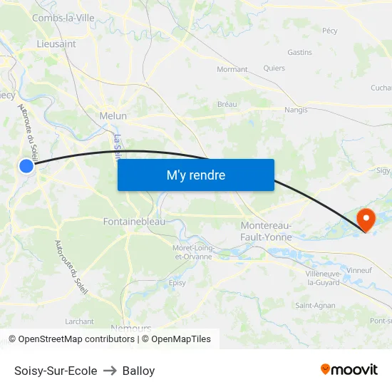 Soisy-Sur-Ecole to Balloy map