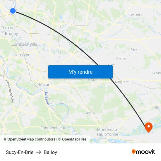 Sucy-En-Brie to Balloy map