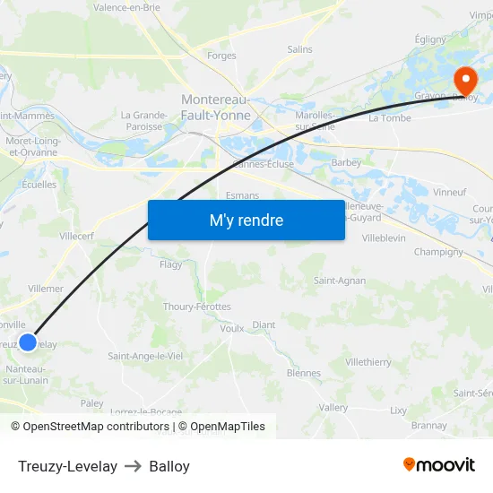 Treuzy-Levelay to Balloy map