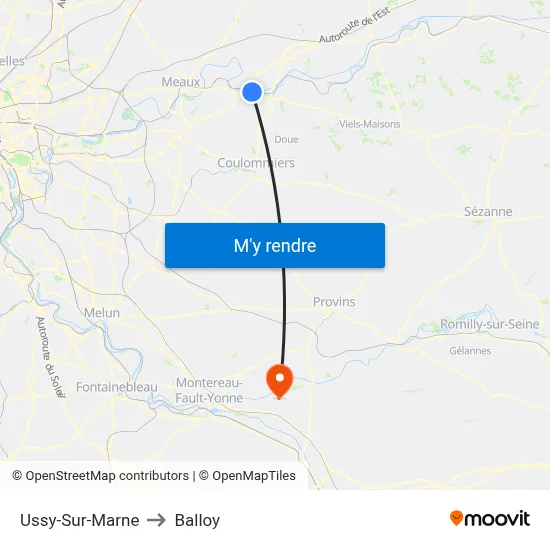 Ussy-Sur-Marne to Balloy map