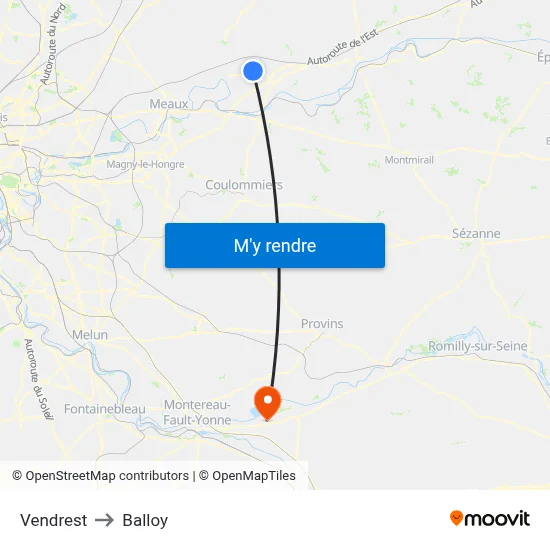 Vendrest to Balloy map