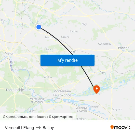 Verneuil-L'Etang to Balloy map