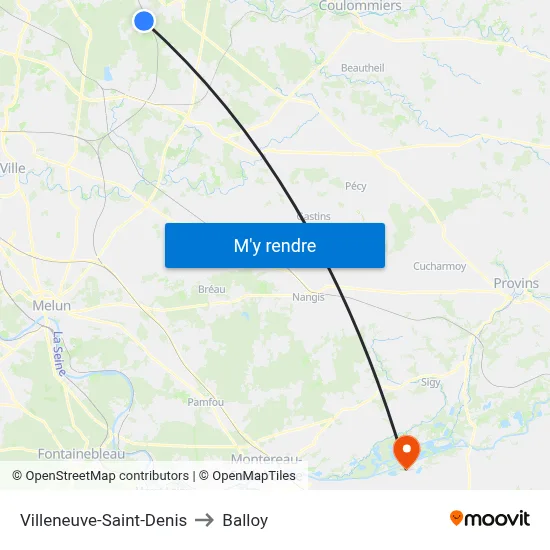 Villeneuve-Saint-Denis to Balloy map