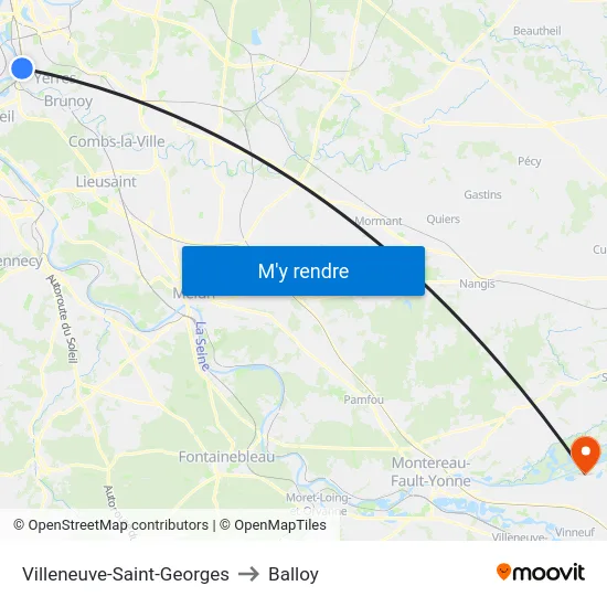 Villeneuve-Saint-Georges to Balloy map