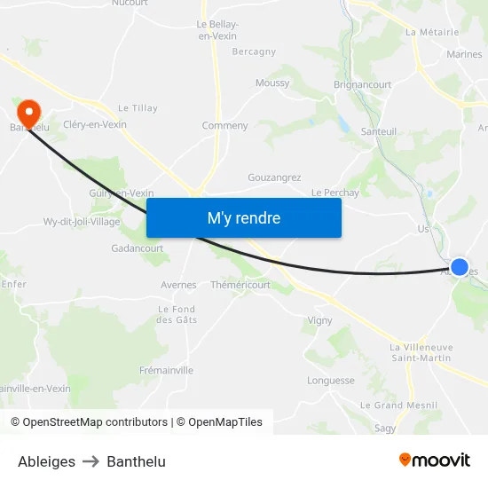 Ableiges to Banthelu map