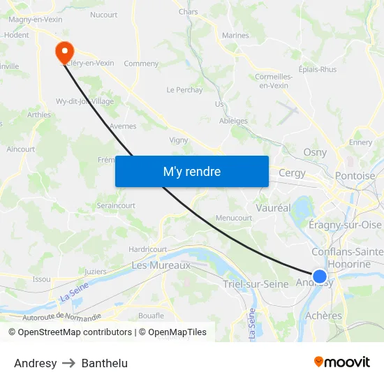 Andresy to Banthelu map