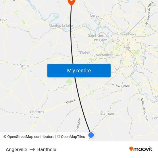 Angerville to Banthelu map