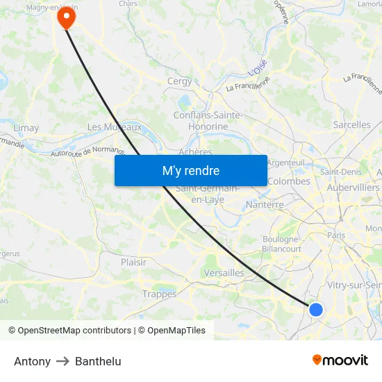 Antony to Banthelu map