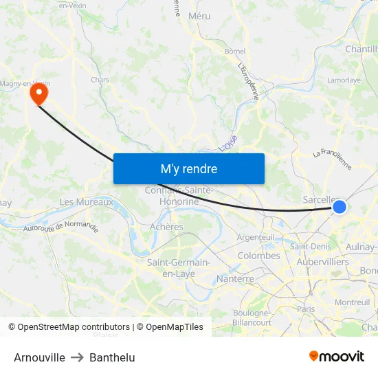 Arnouville to Banthelu map