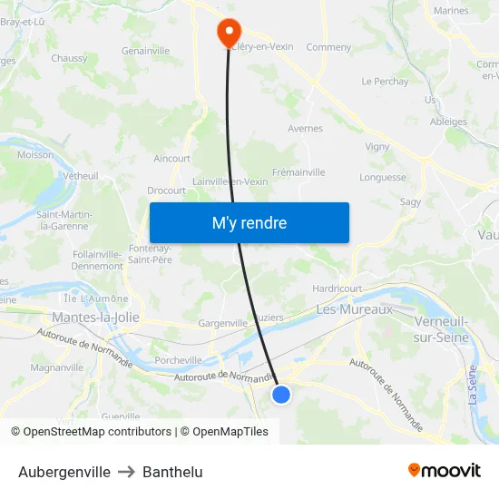 Aubergenville to Banthelu map