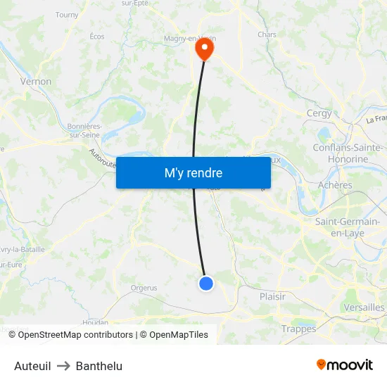 Auteuil to Banthelu map
