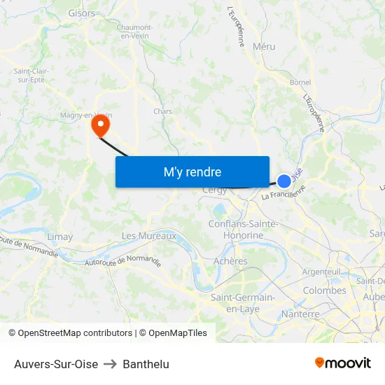 Auvers-Sur-Oise to Banthelu map
