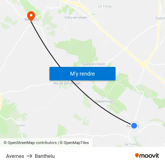 Avernes to Banthelu map