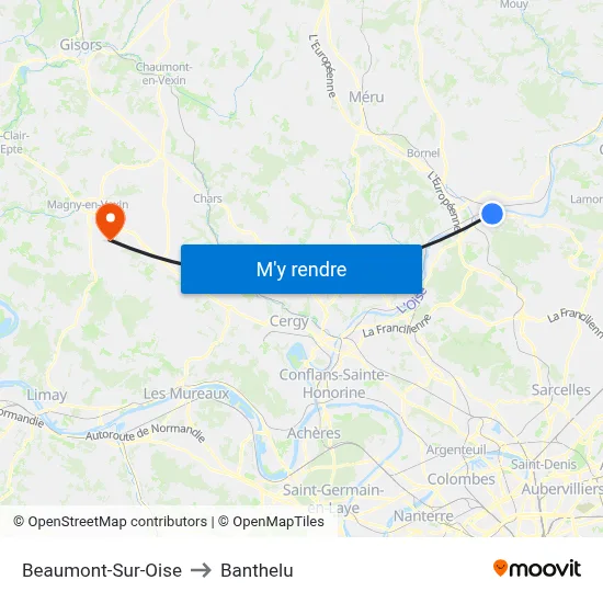 Beaumont-Sur-Oise to Banthelu map