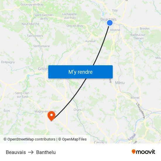 Beauvais to Banthelu map