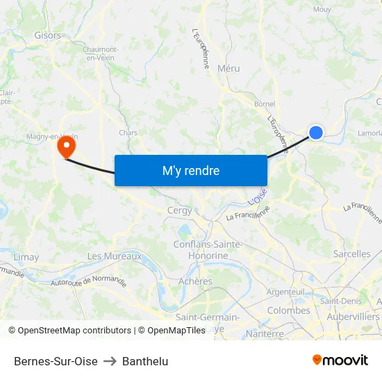 Bernes-Sur-Oise to Banthelu map