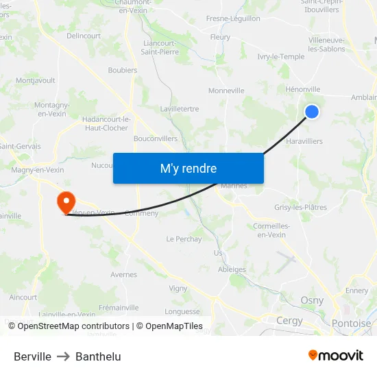 Berville to Banthelu map