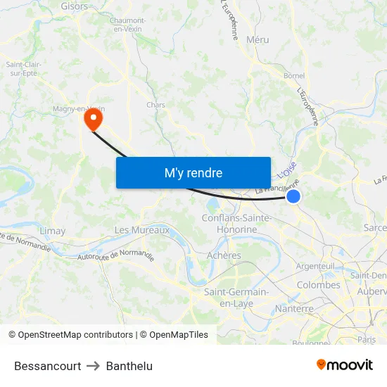 Bessancourt to Banthelu map