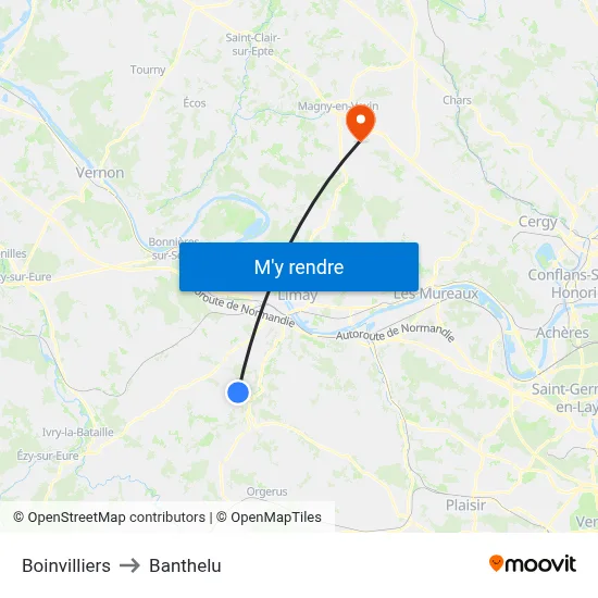 Boinvilliers to Banthelu map