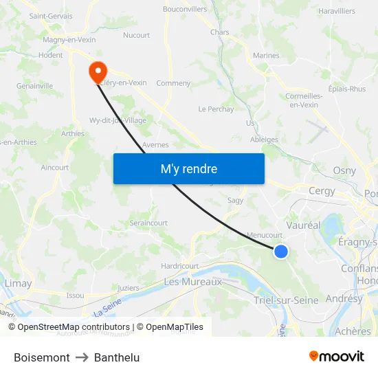 Boisemont to Banthelu map