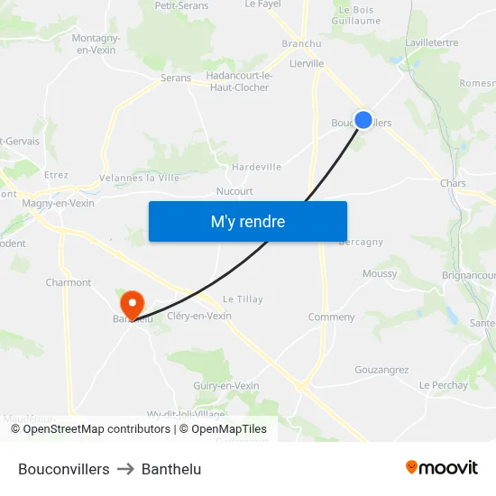 Bouconvillers to Banthelu map