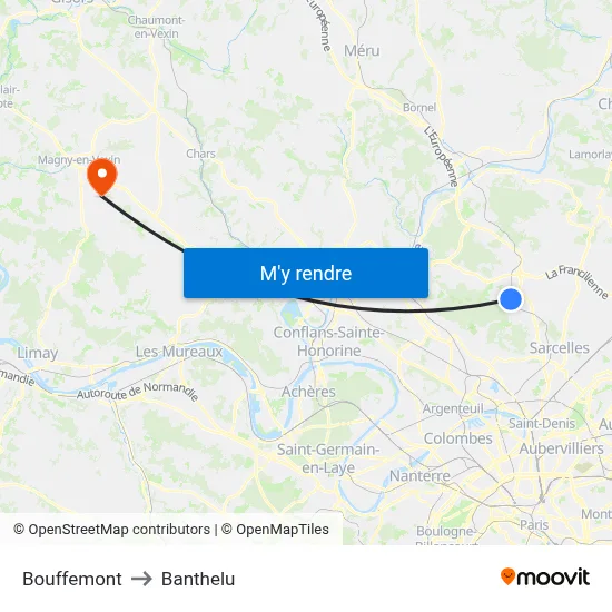 Bouffemont to Banthelu map