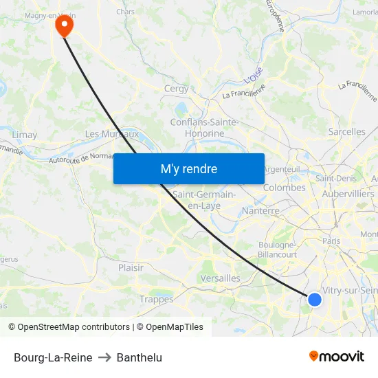 Bourg-La-Reine to Banthelu map