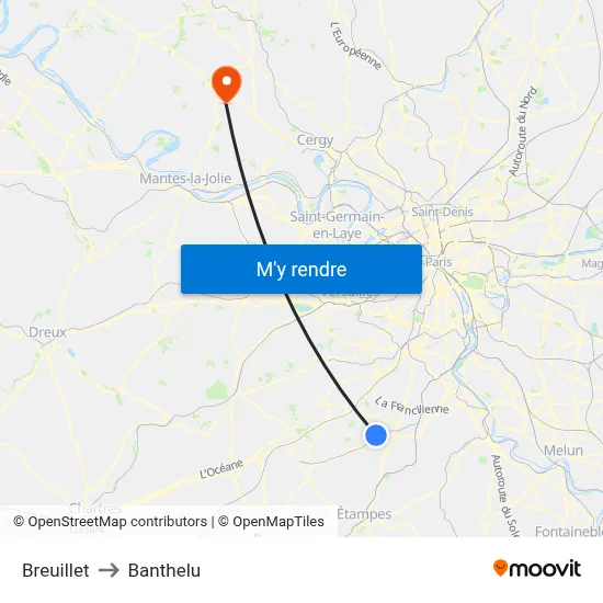 Breuillet to Banthelu map