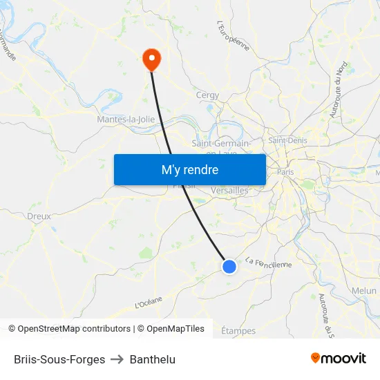 Briis-Sous-Forges to Banthelu map
