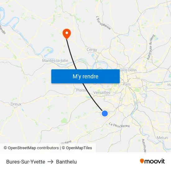 Bures-Sur-Yvette to Banthelu map