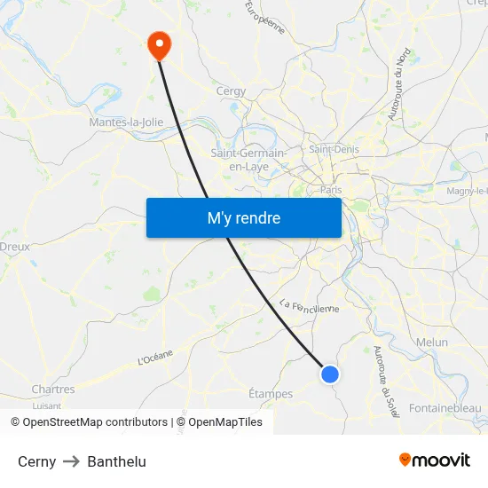 Cerny to Banthelu map