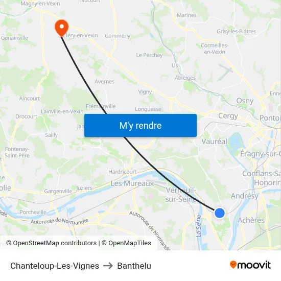 Chanteloup-Les-Vignes to Banthelu map