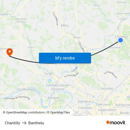 Chantilly to Banthelu map
