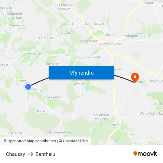 Chaussy to Banthelu map
